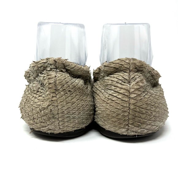 Tory Burch Reva Storm Grey Leather Distressed Python Snake Ballet Flats Size 8.5 - Picture 4 of 10